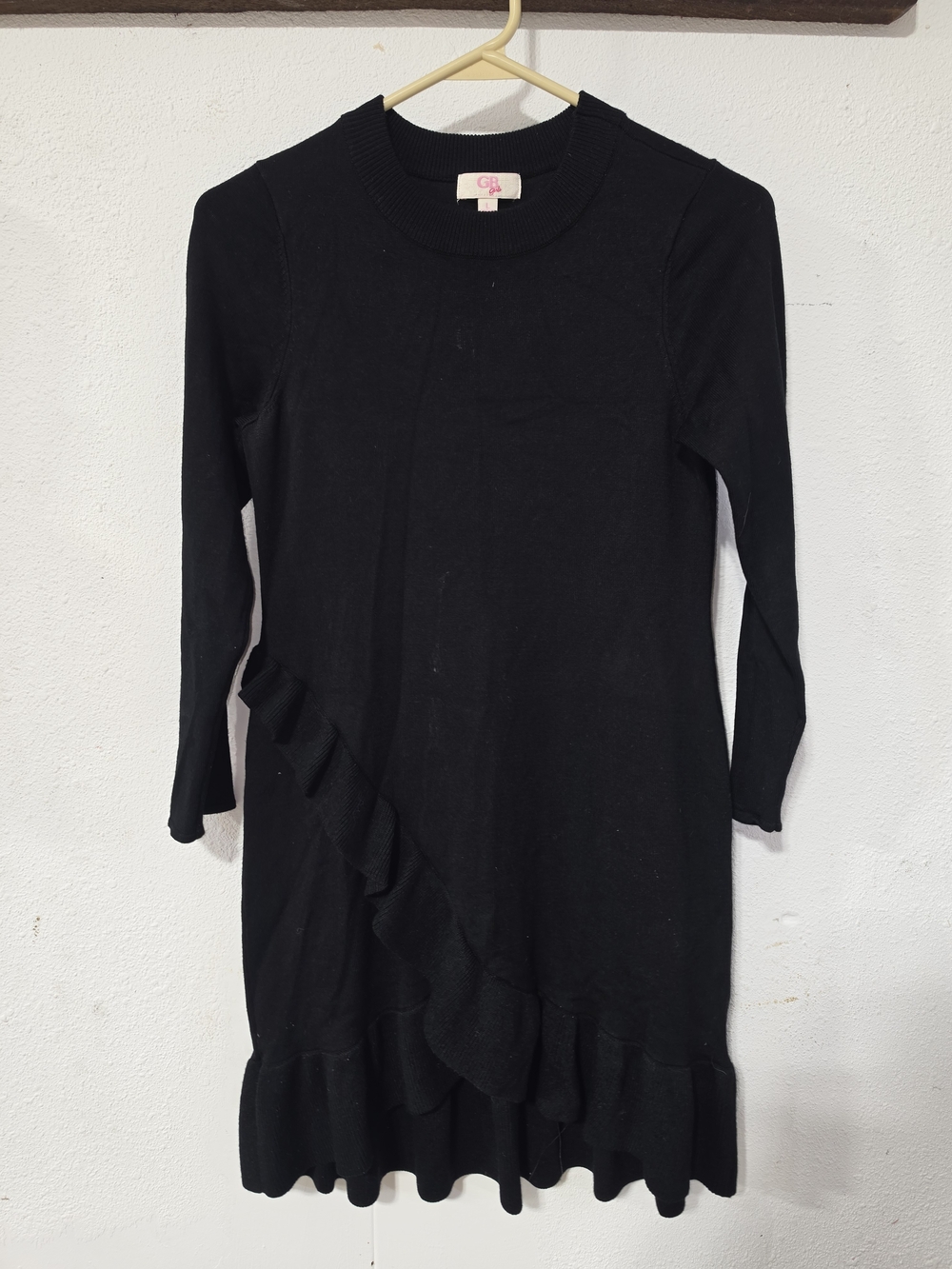 Girls Black Ruffle Knit Dress - Gianni Bini